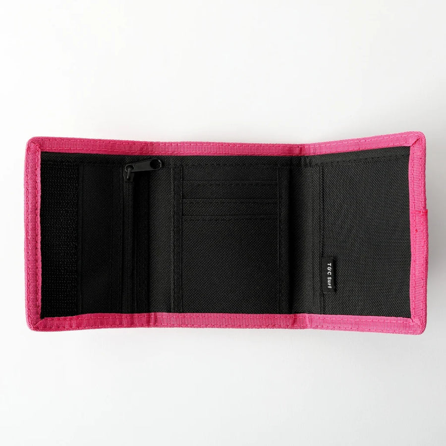 T & C Nylon Velcro Wallet - Black/Pink