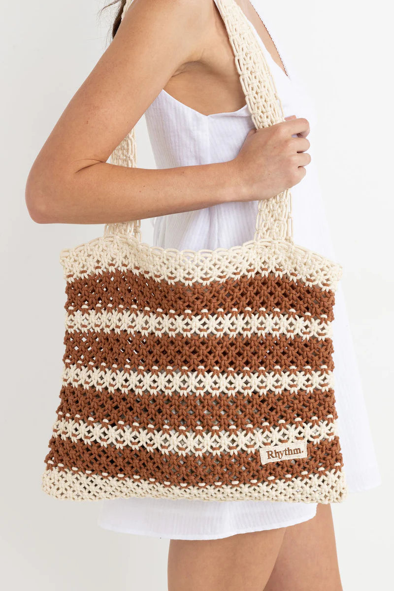 Rhythm Cove Stripe Crochet Tote Bag