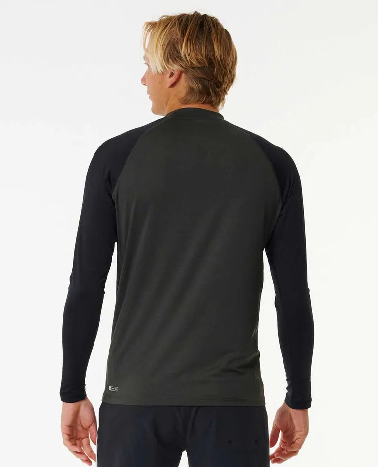 Ripcurl Shock UPF Long Sleeve Rashie - Black Marle