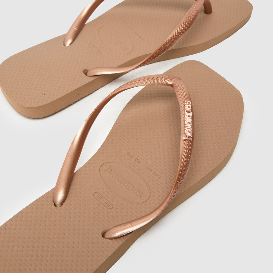Havaianas Slim Square Logo - Metallic Rose Gold