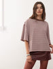 Lioness Bloom Short Sleeve Tee - Chocolate Blush Stripe