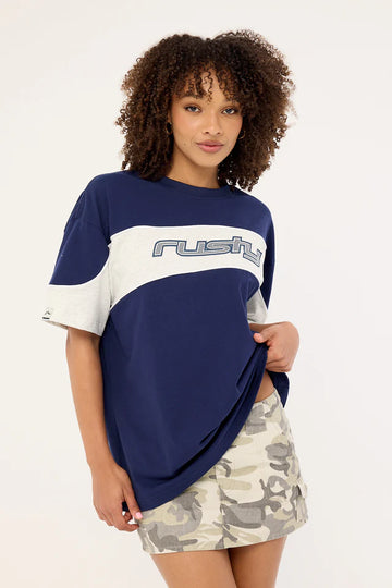 Rusty Kinetic Oversize Tee- Navy Blue
