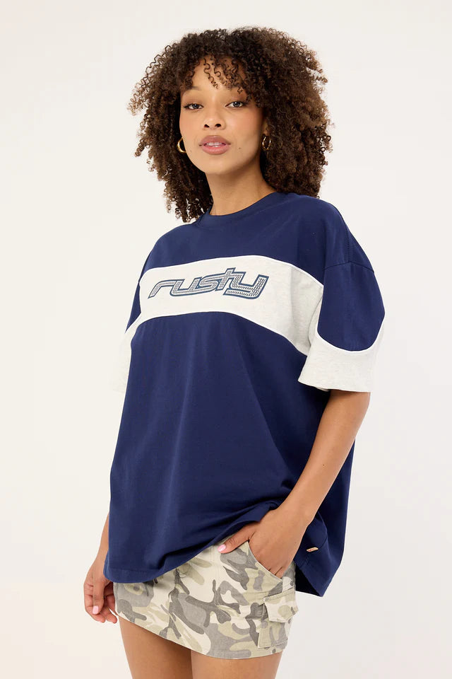 Rusty Kinetic Oversize Tee- Navy Blue