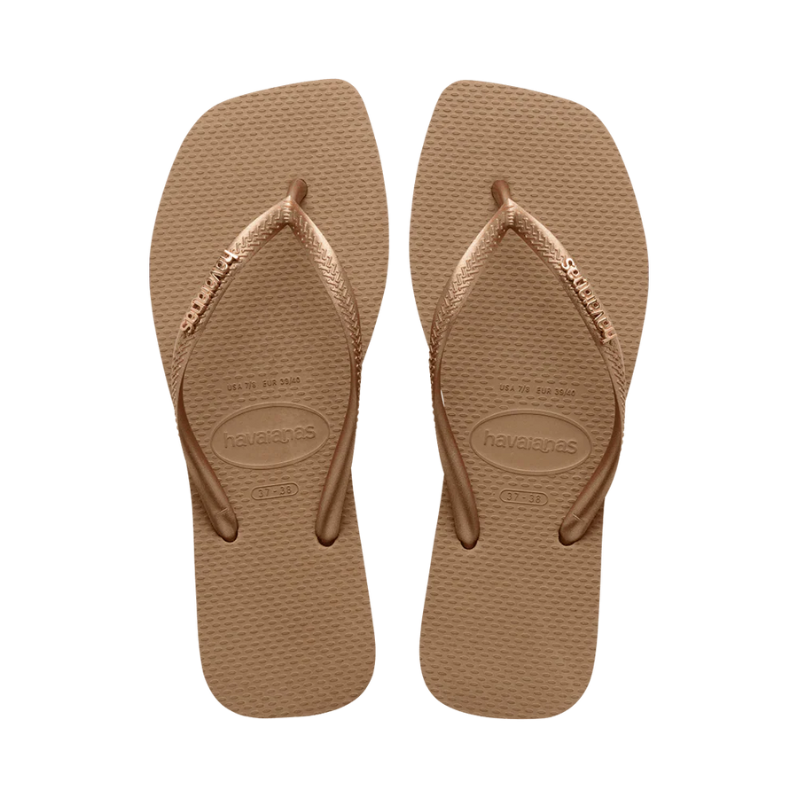 Havaianas Slim Square Logo Metallic Rose Gold Coastal Life Surf Havaianas Slim Square Logo Metallic Rose Gold Coastal Life Surf