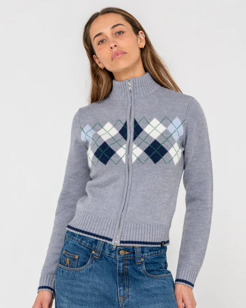 Rusty Clued In Zip Through Knit