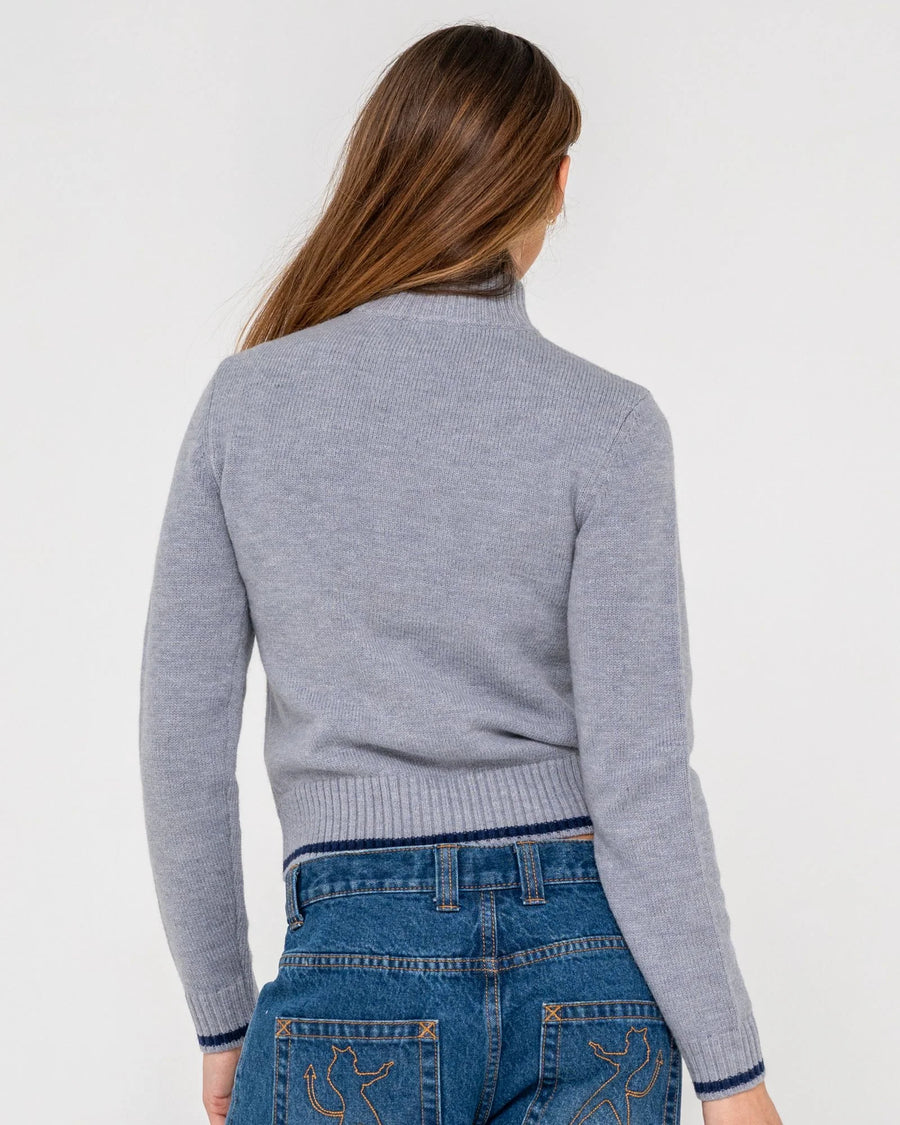 Rusty Clued In Zip Through Knit