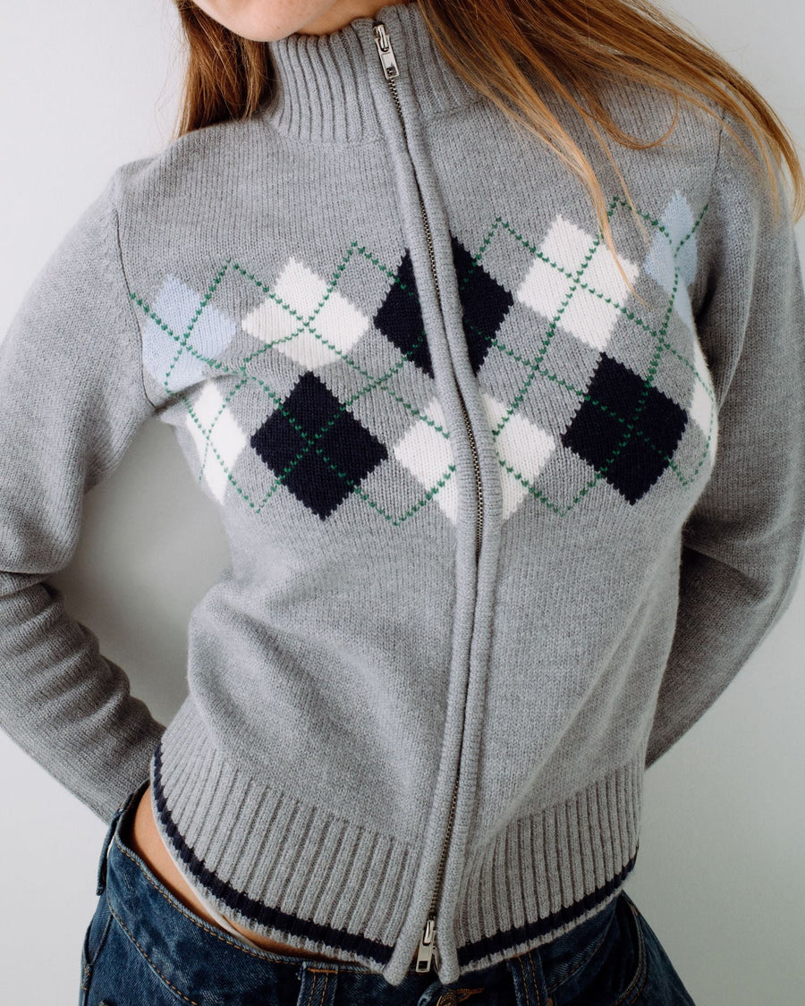 Rusty Clued In Zip Through Knit