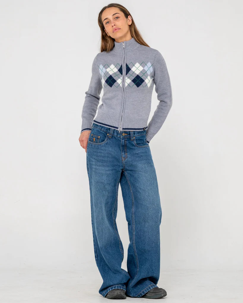 Rusty Clued In Zip Through Knit