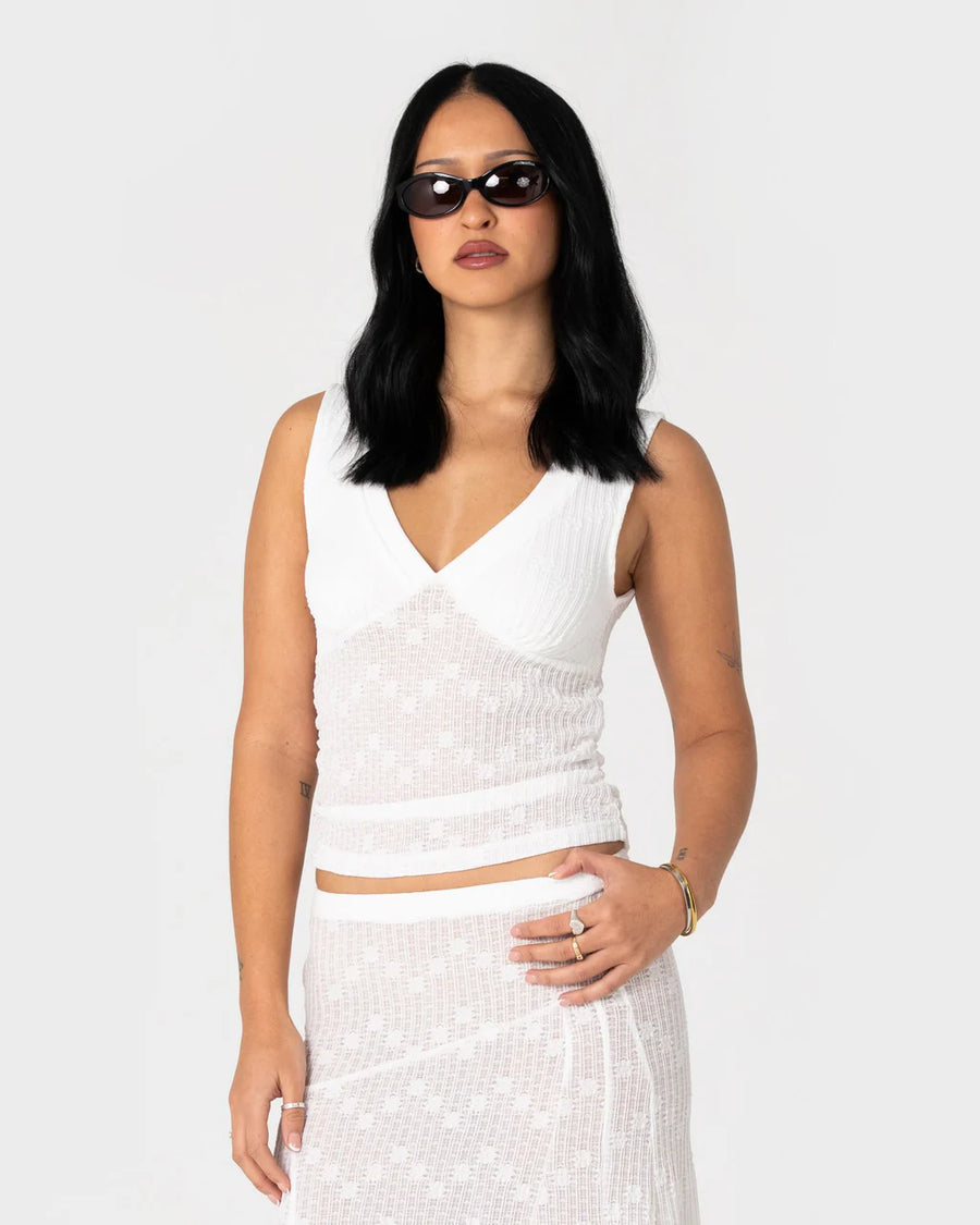 Rusty Roma Lace V Neck Top