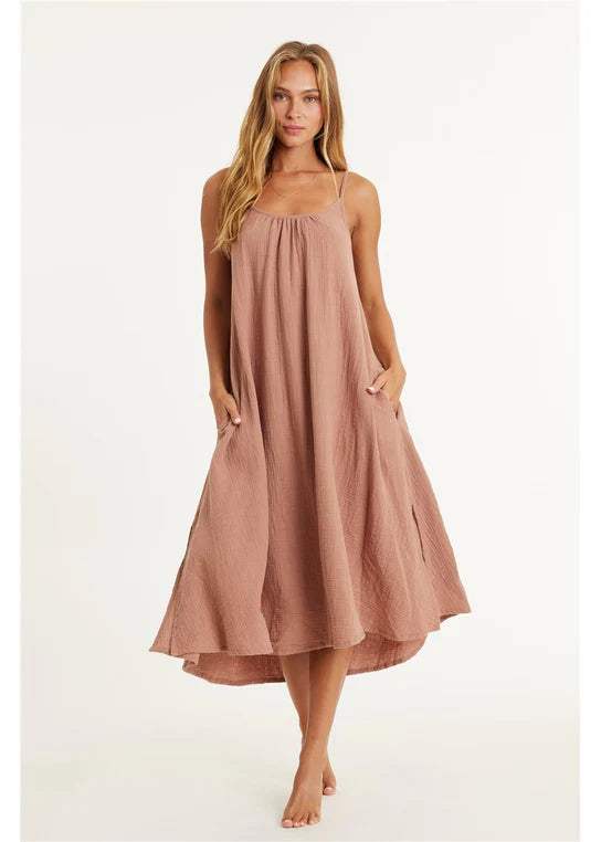 Amuse Taking Sides Woven Midi Dress