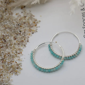 Miki Blue Amazonite Stirling Silver Hoop Earrings