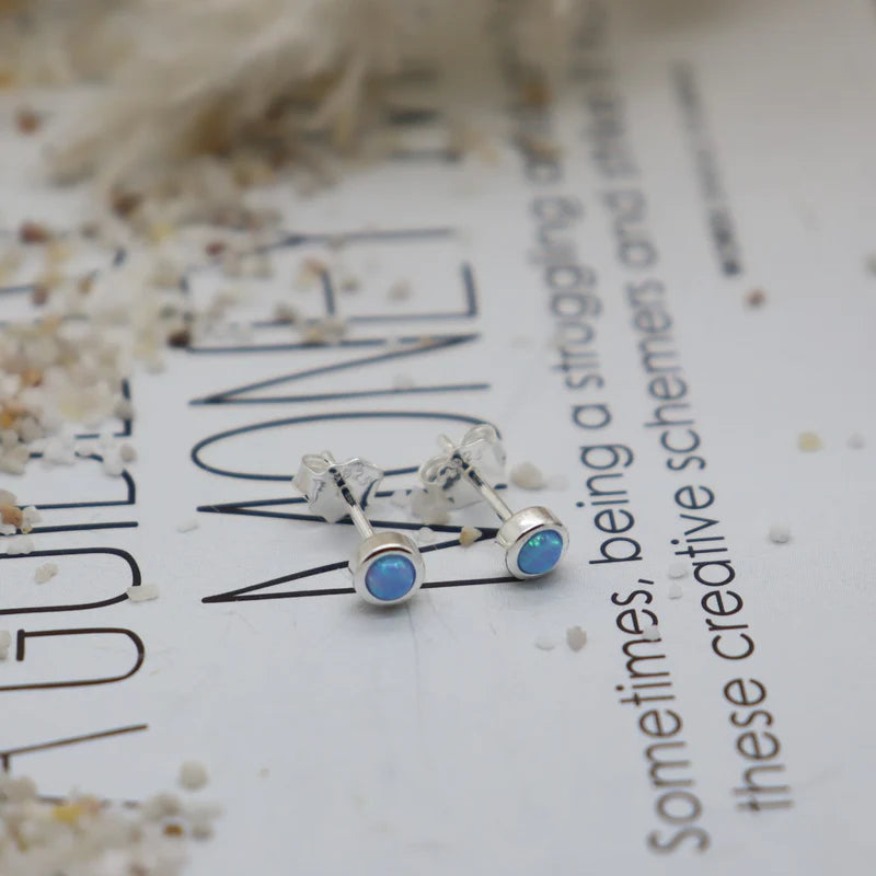 Miki Eva Opal Stud- Blue Opal