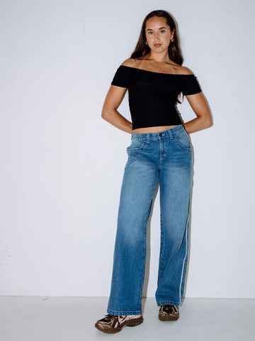 Rusty Flip Mommy Low Rise Wide Leg Denim Jean - BDX