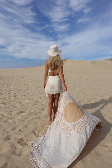 Salty Shadows Sun Turkish Towel - Mustard