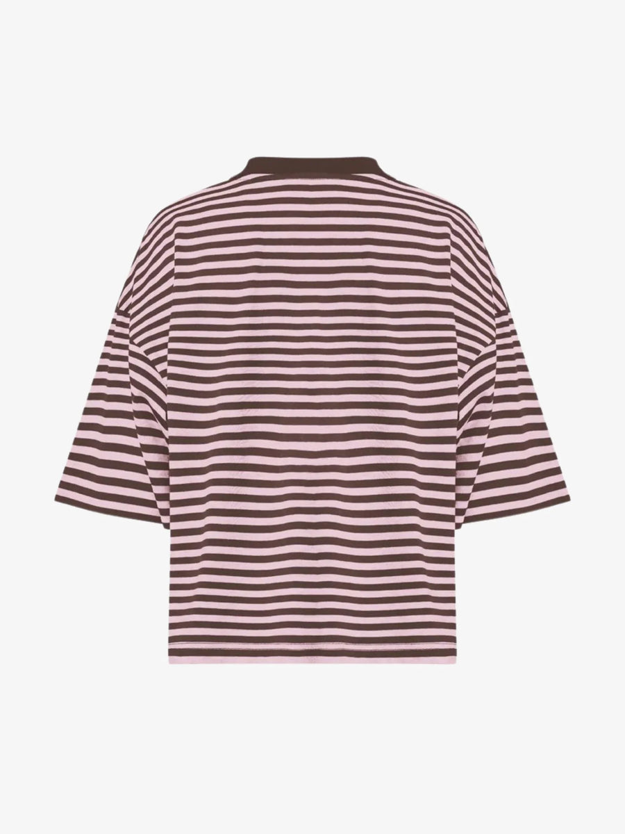 Lioness Bloom Short Sleeve Tee - Chocolate Blush Stripe