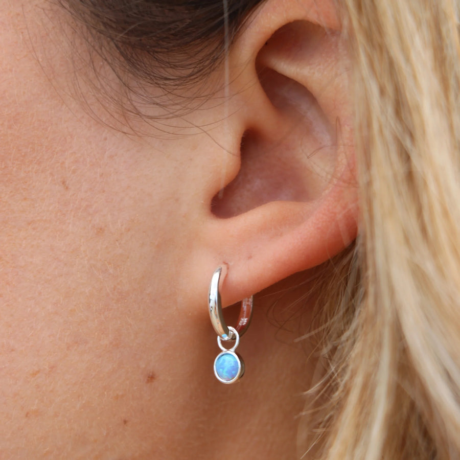 Miki Mazu Blue Opal Earring-Silver