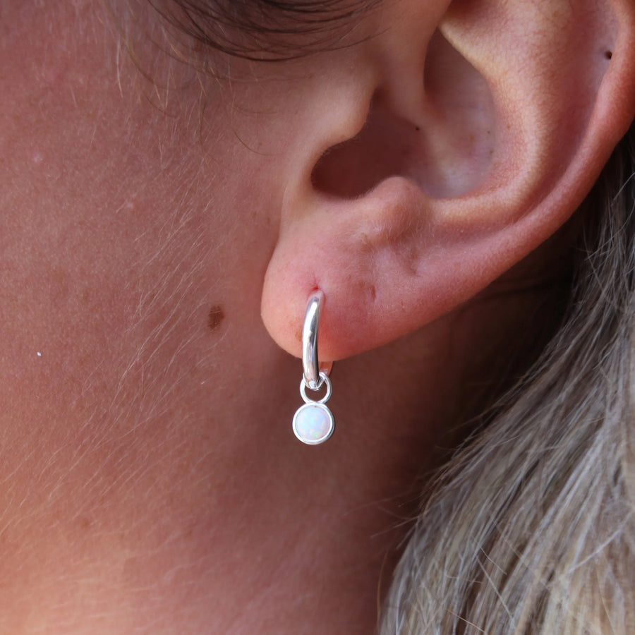 Miki Mazu Opal Hoop- Silver