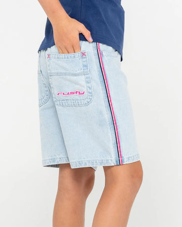 Rusty Flip Girl Low Rise Wide Leg Denim Jort - SB2