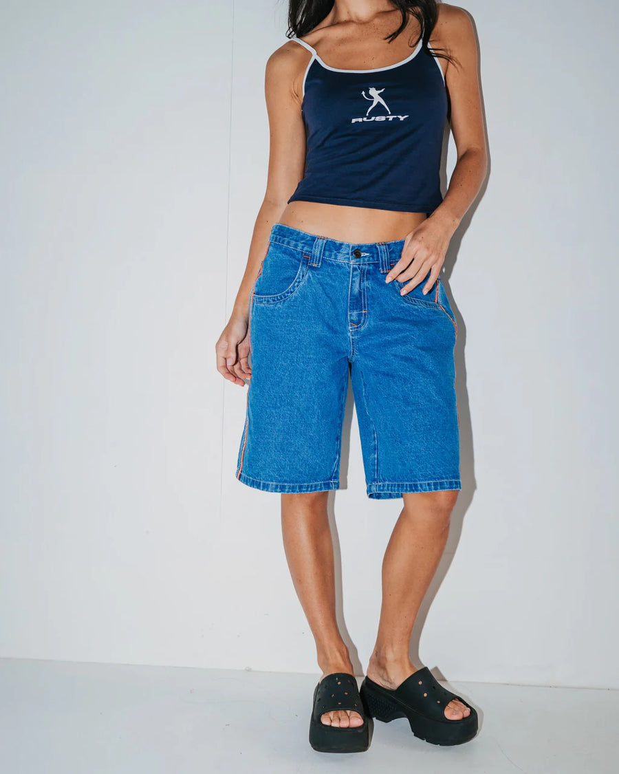 Rusty Flip Mommy Low Rise Wide Leg Denim Jort