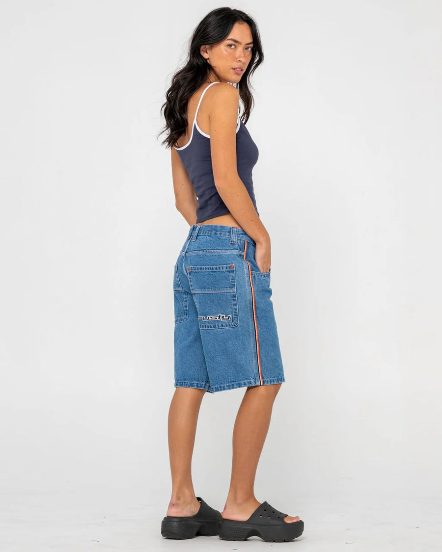 Rusty Flip Mommy Low Rise Wide Leg Denim Jort