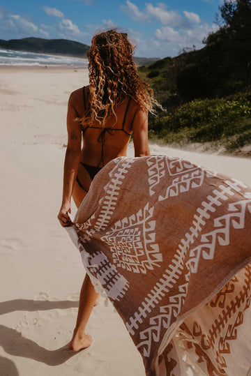 Salty Shadows Aztec Turkish Towel - Brown