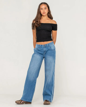 Rusty Flip Mommy Low Rise Wide Leg Denim Jean - BDX