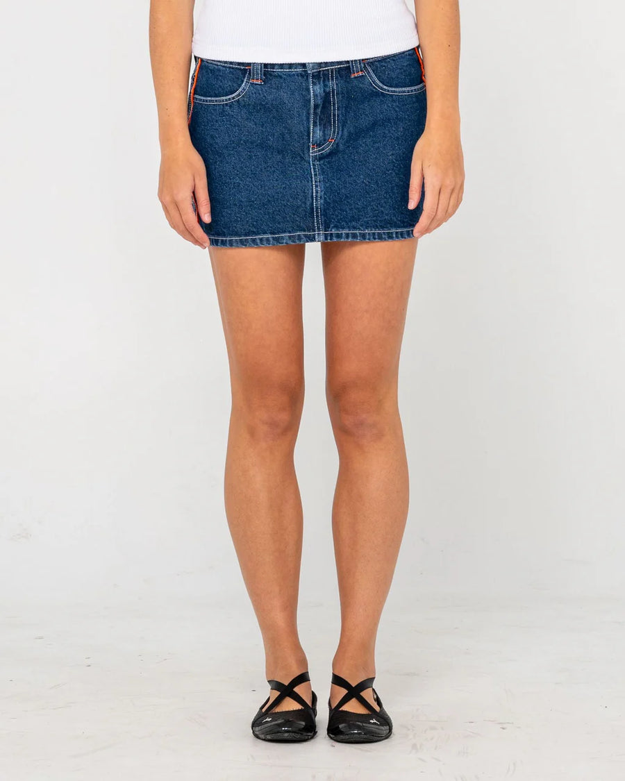 Rusty Flip Mommy Low Rise Denim Skirt