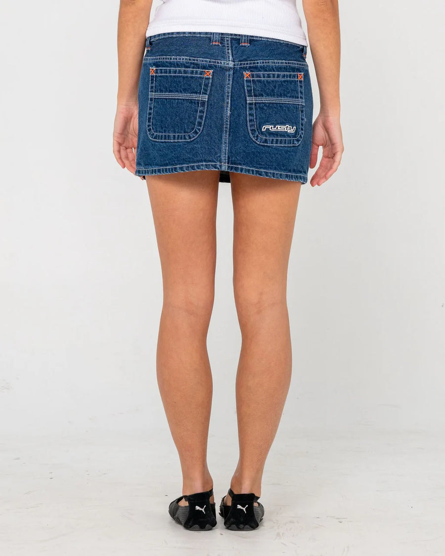 Rusty Flip Mommy Low Rise Denim Skirt
