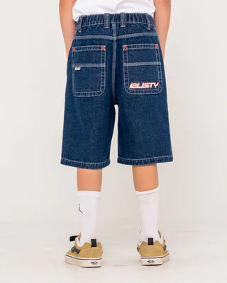 Rusty Flip Daddy 2.0 Boys Jort- Deep Sea Blue