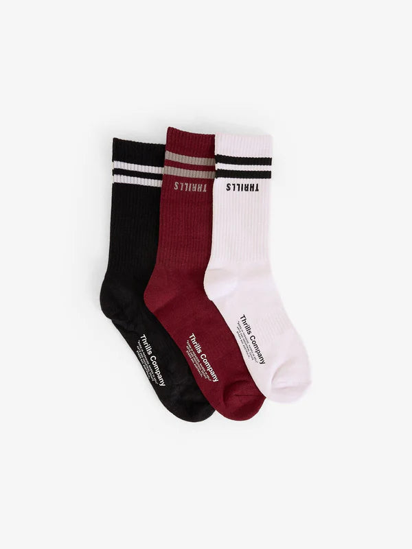 Thrills Minimal Thrills 3 Pack Sock - Cabernet/Black/White