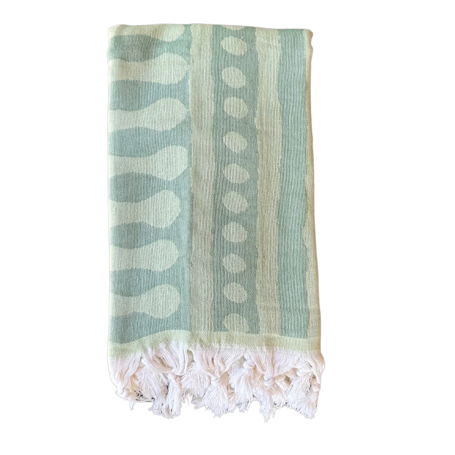 Salty Shadows Two Tone Turkish Towel - Pistachio & Khaki