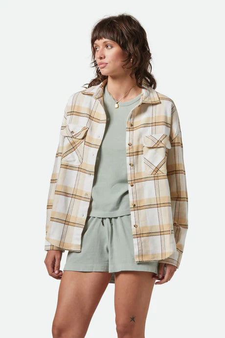 Brixton Bowery Classic Flannel - Off White/Semolina/Washed Copper