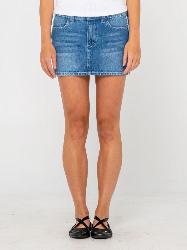 Rusty Flip Mommy Low Rise Mini Denim Skirt - BDX