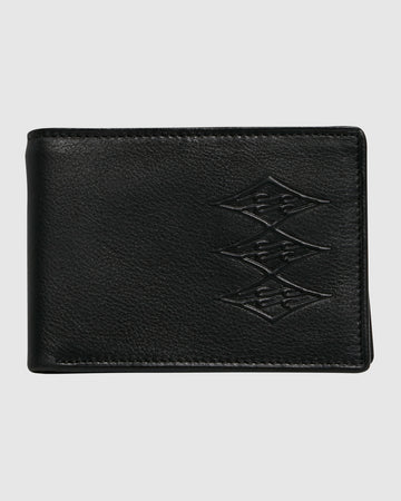 Billabong Slim Stashie Leather Wallet - Black Grain