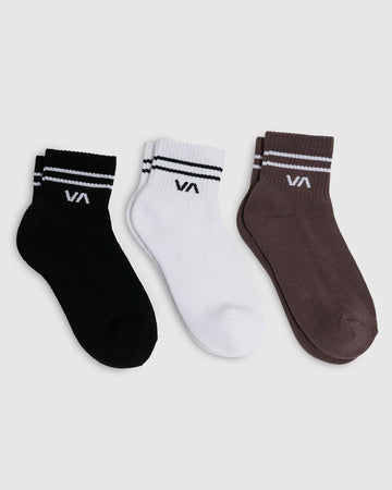 RVCA VA Mini Crew Sock 3 Pack - Peppercorn