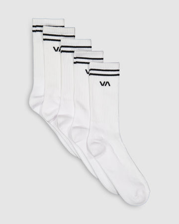 RVCA Union Sock III 5 Pack - White