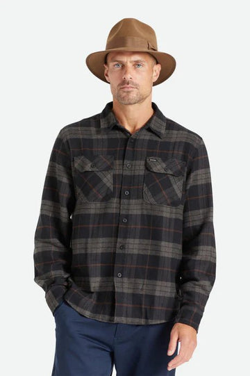 Brixton Bowery Long Sleeve Flannel - Black/Charcoal - Coastal Life Surf Supply CoBRIXTON