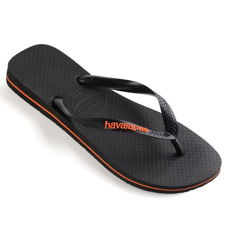 HAVAIANA RUBBER LOGO BLACK/ORANGE - Coastal Life Surf Supply CoHAVAIANAS