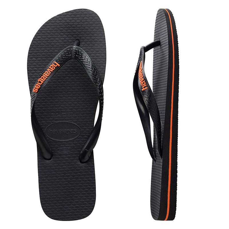 HAVAIANA RUBBER LOGO BLACK/ORANGE - Coastal Life Surf Supply CoHAVAIANAS