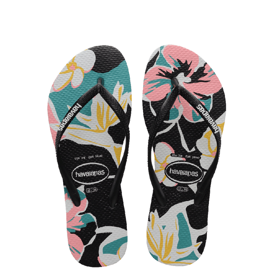 Havaiana Slim Print Floral Girls Thongs - Coastal Life Surf Supply CoHAVAIANAS