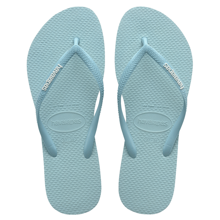 Havaiana Slim Rubber Logo Sky Blue Water Thongs - Coastal Life Surf Supply CoHAVAIANAS