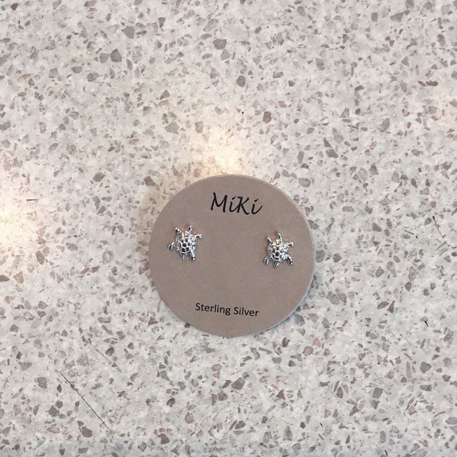 Miki Silver Turtle Stud Earrings-MIKI