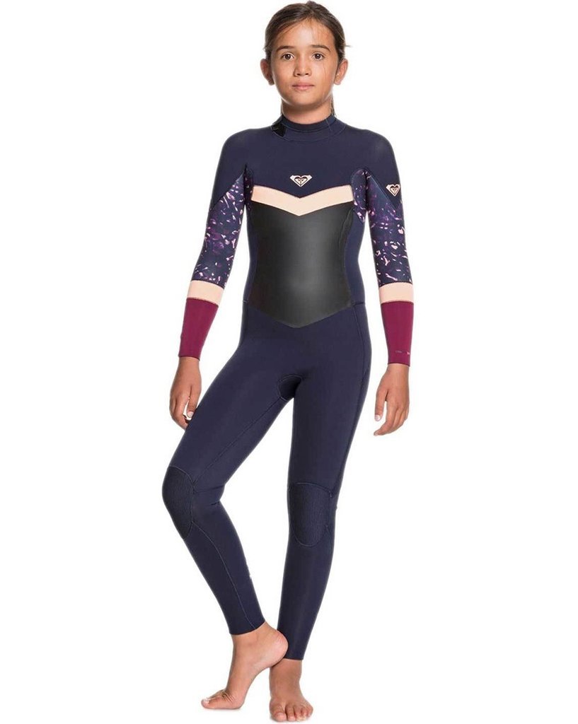 Roxy 3/2 Syncro Girls FZ GBS Wetsuit- Dark Red/ Navy Plum/Sunset Glow - Coastal Life Surf Supply CoROXY