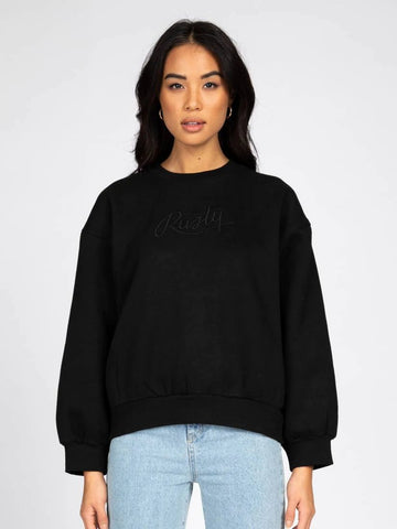 Rusty Script Oversize Crew Neck Fleece - Coastal Life Surf Supply CoRUSTY